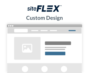 Wireframe of a webpage with the text SiteFLEX custom design